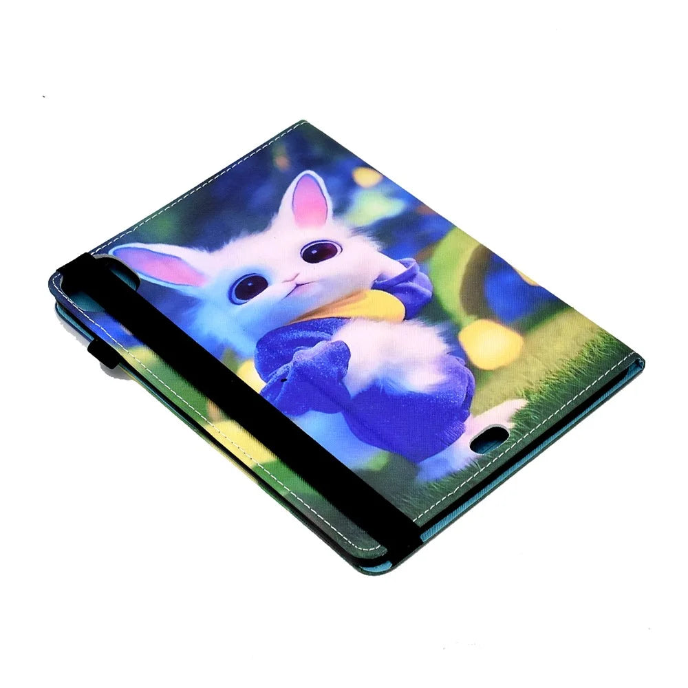 For iPad Air 11 (2026) / (2025) / (2024) / Pro 11 (2018) / (2020) / Air (2020) / (2022) Tablet Case PU Leather Stand - Cute Rabbit - 6