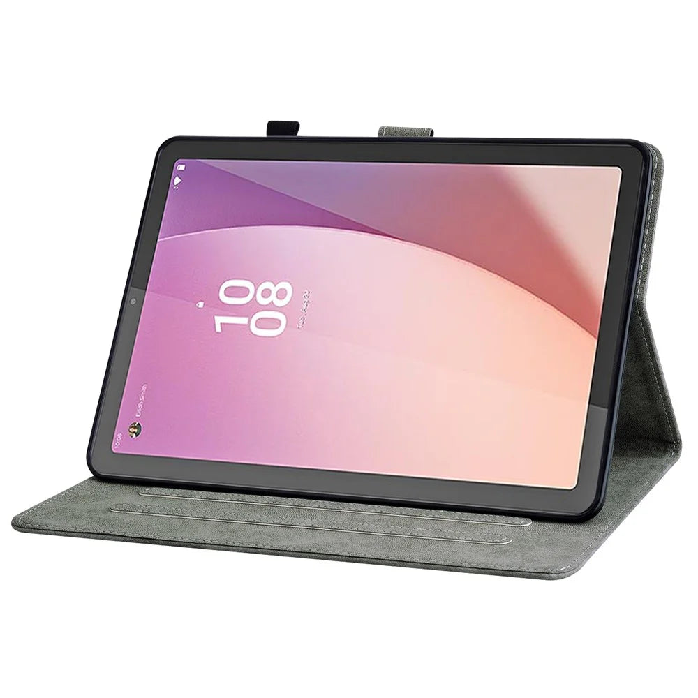 PU Leather Case for Lenovo Tab M9 TB-310FU Cute Tiger Pattern Tablet Protective Sleeve with Stand / Card Holder - Grey - 3