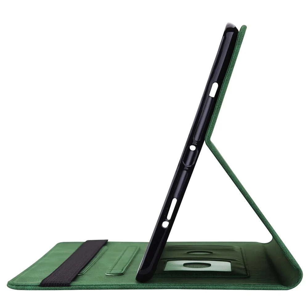 For Lenovo Tab M9 TB-310FU Imprinted Butterfly Flower PU Leather Card Holder Stand Tablet Case with Pen Loop - Green - 7