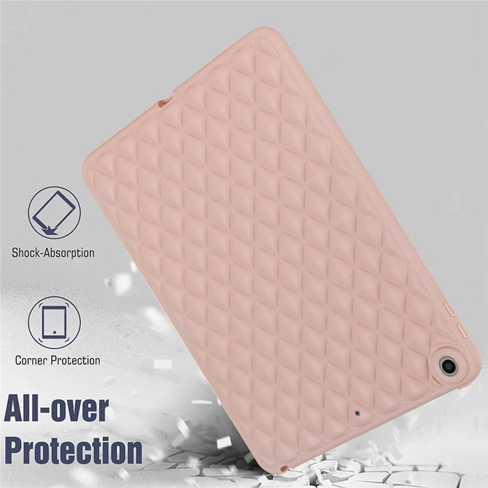 For iPad 9.7-inch (2017) / (2018) Back Cover Soft TPU Rhombus Pattern Tablet Case - Pink - 4