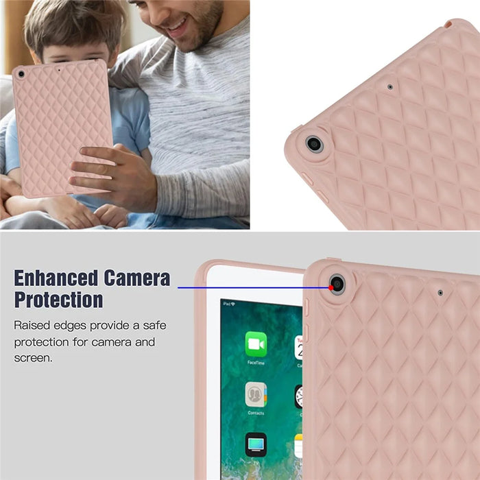 For iPad 9.7-inch (2017) / (2018) Back Cover Soft TPU Rhombus Pattern Tablet Case - Pink - 5