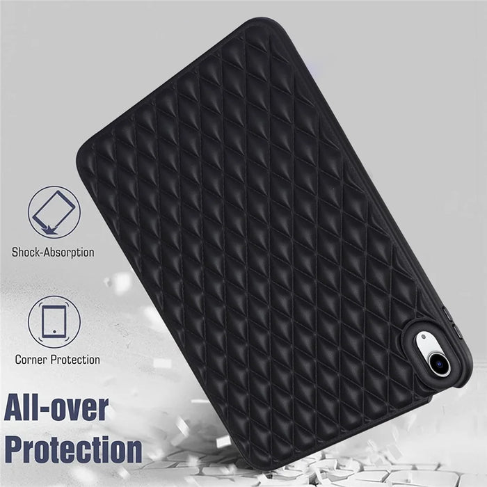 Anti-Drop Protective Back Cover for iPad (2025) / 10.9 (2022) Rhombus Pattern Soft TPU Tablet Case - Black - 4