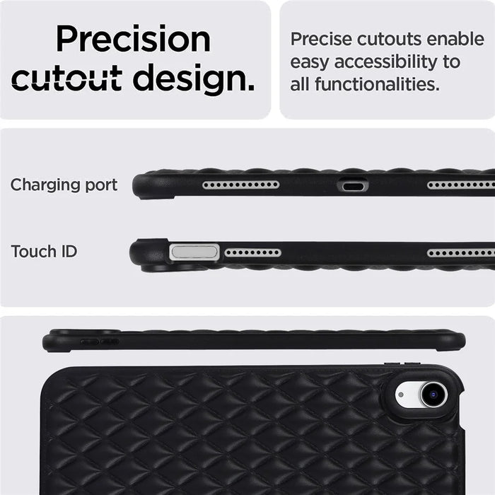 Anti-Drop Protective Back Cover for iPad (2025) / 10.9 (2022) Rhombus Pattern Soft TPU Tablet Case - Black - 6