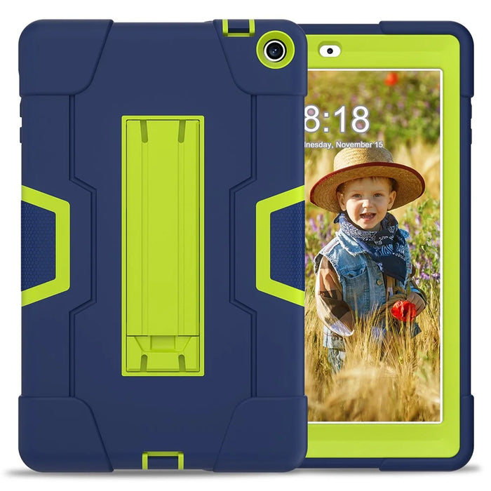 For Walmart Onn 8 inch (2022) Tablet Case with Kickstand Silicone + PC Color Contrast Cover - Navy Blue / Yellowgreen - 2