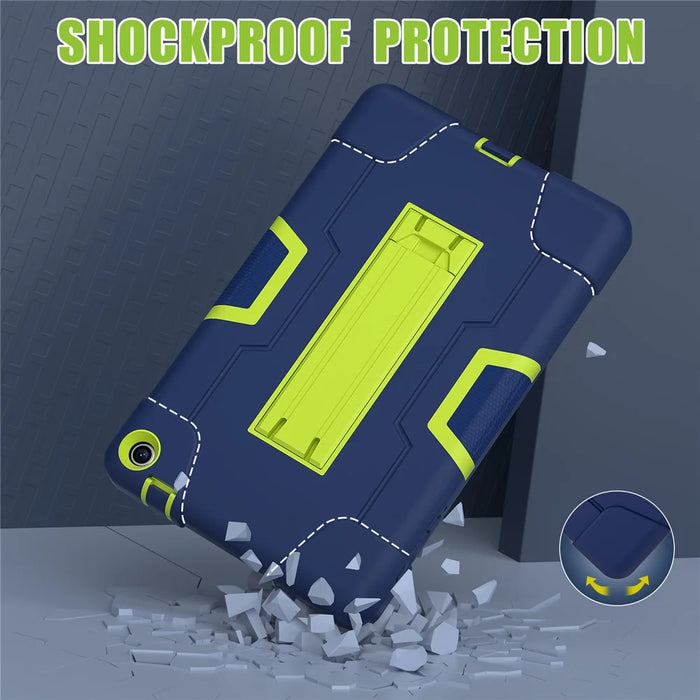 For Walmart Onn 8 inch (2022) Tablet Case with Kickstand Silicone + PC Color Contrast Cover - Navy Blue / Yellowgreen - 5
