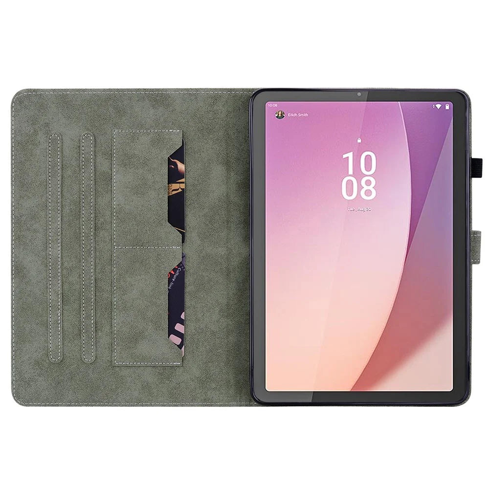 For Lenovo Tab M8 (4th Gen) 2024 TB-301XU / M8 (4th Gen) 2023 TB-300FU PU Leather Tablet Case Cute Tiger Pattern Stand Cover - Black - 2