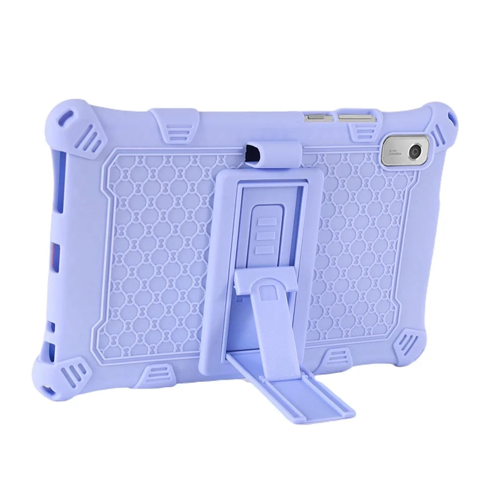 For Lenovo Tab M9 TB-310FU PC + Silicone Shock-Resistant Tablet Case Adjustable Kickstand Cover with Shoulder Strap - Purple - 3