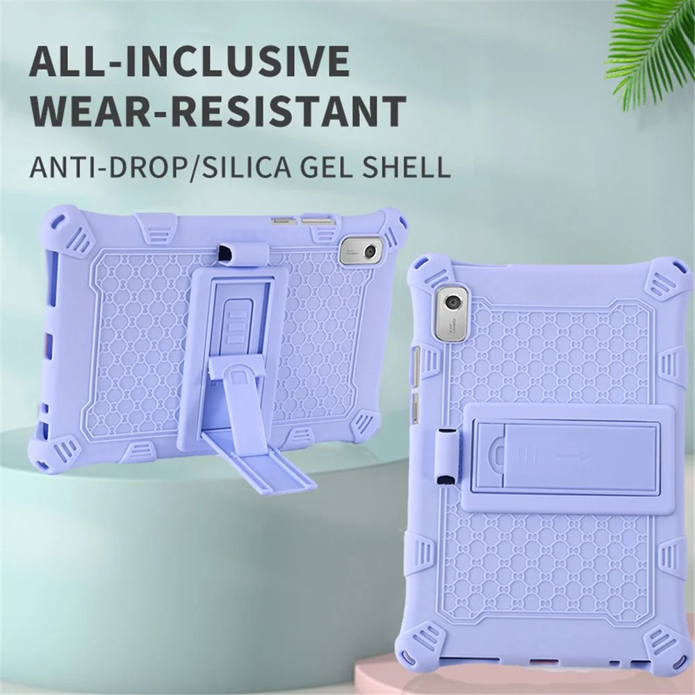 For Lenovo Tab M9 TB-310FU PC + Silicone Shock-Resistant Tablet Case Adjustable Kickstand Cover with Shoulder Strap - Purple - 4