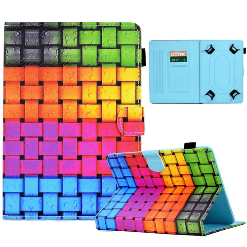 For 7.5-8.5 Inch Tablet Smart PU Leather Flip Cover Pattern Printing Stand Case with Card Slots - Knitted Strip - 1