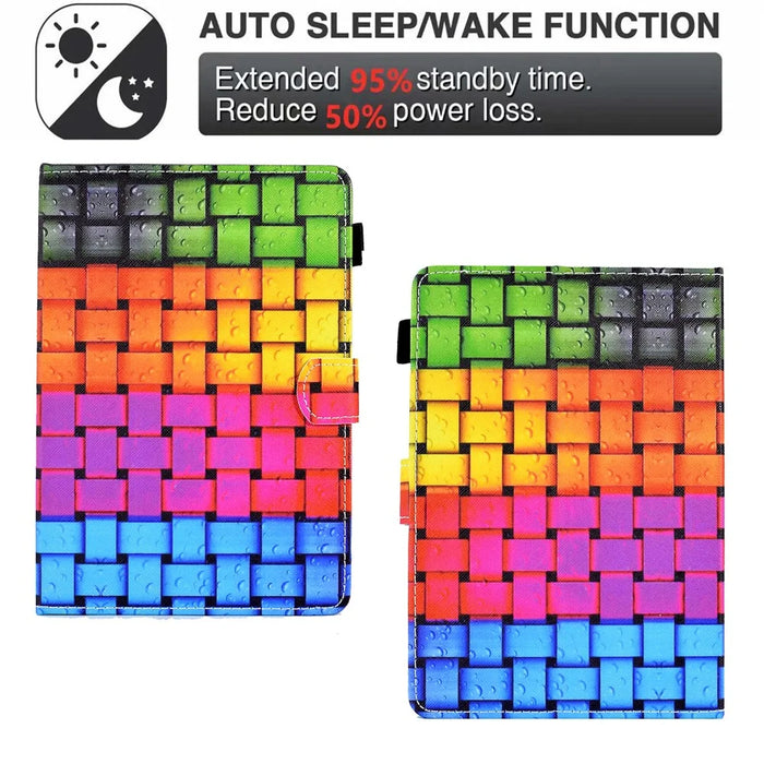 For 7.5-8.5 Inch Tablet Smart PU Leather Flip Cover Pattern Printing Stand Case with Card Slots - Knitted Strip - 4