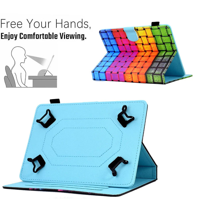 For 7.5-8.5 Inch Tablet Smart PU Leather Flip Cover Pattern Printing Stand Case with Card Slots - Knitted Strip - 5