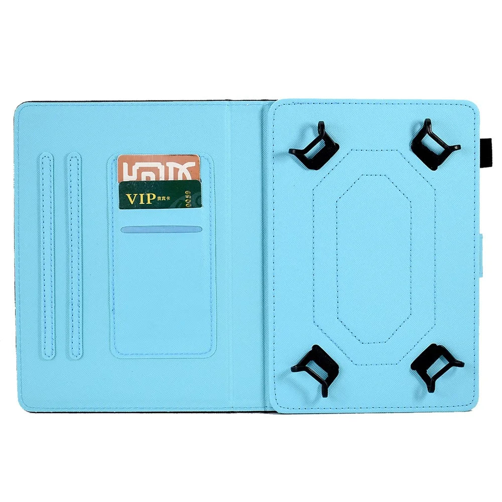For 6.8-7.5 Inch Tablet Pattern Printing Stand Case Smart PU Leather Flip Cover with Card Slots - Peony Butterfly - 2
