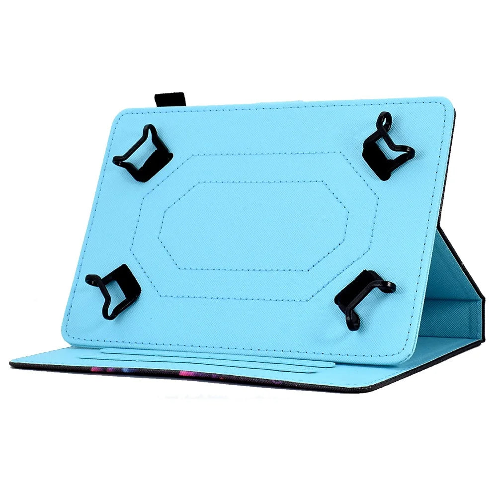 For 6.8-7.5 Inch Tablet Pattern Printing Stand Case Smart PU Leather Flip Cover with Card Slots - Peony Butterfly - 3