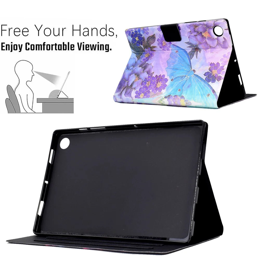 For Lenovo Tab M10 Plus (3rd Gen) / Xiaoxin Pad 2022 10.6 inch Card Slot Tablet Case PU Leather Pattern Printed Stand Cover - Peony Butterfly - 5