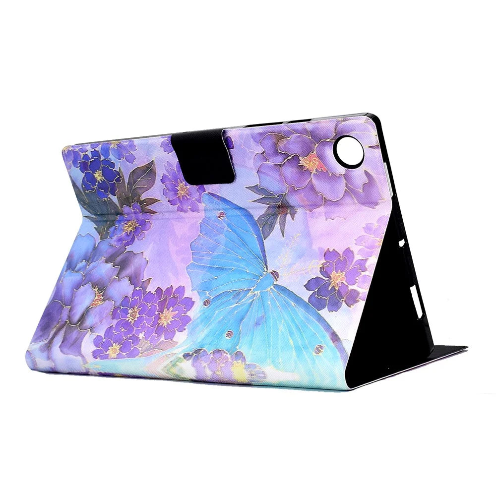 For Lenovo Tab M10 Plus (3rd Gen) / Xiaoxin Pad 2022 10.6 inch Card Slot Tablet Case PU Leather Pattern Printed Stand Cover - Peony Butterfly - 6
