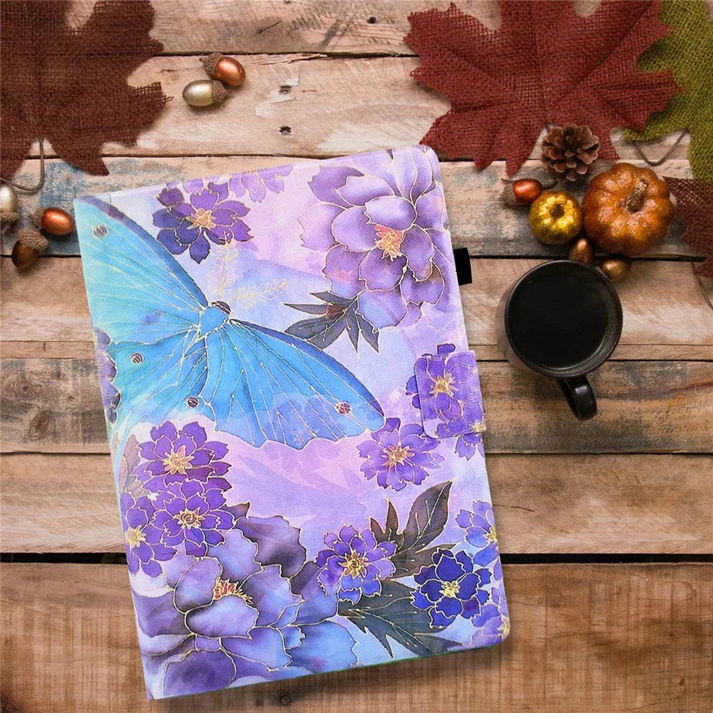 For Lenovo Tab M10 Plus (3rd Gen) / Xiaoxin Pad 2022 10.6 inch Card Slot Tablet Case PU Leather Pattern Printed Stand Cover - Peony Butterfly - 7