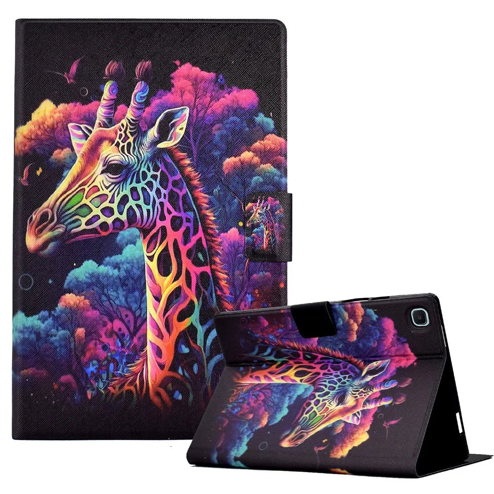 Leather Flip Cover for Samsung Galaxy Tab S6 Lite (2024) / S6 Lite (2022) / S6 Lite (2020) (SM-P610 / 615) Case Pattern Printed - Giraffe - 1