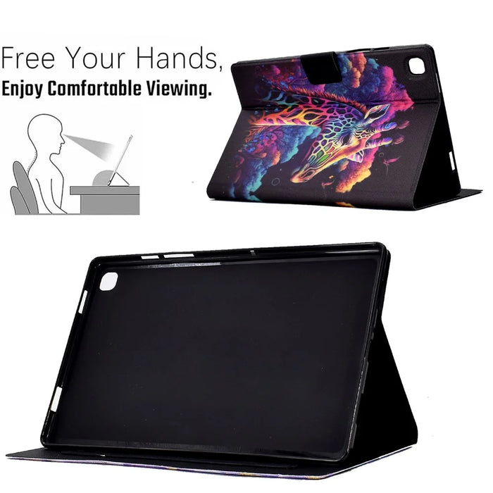 Leather Flip Cover for Samsung Galaxy Tab S6 Lite (2024) / S6 Lite (2022) / S6 Lite (2020) (SM-P610 / 615) Case Pattern Printed - Giraffe - 5