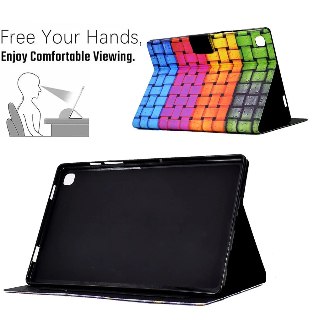 For Samsung Galaxy Tab A7 Lite 8.7-inch T220 / T225 Tablet Case Pattern Printed Leather Cover with Card Slots - Knitted Strip - 5