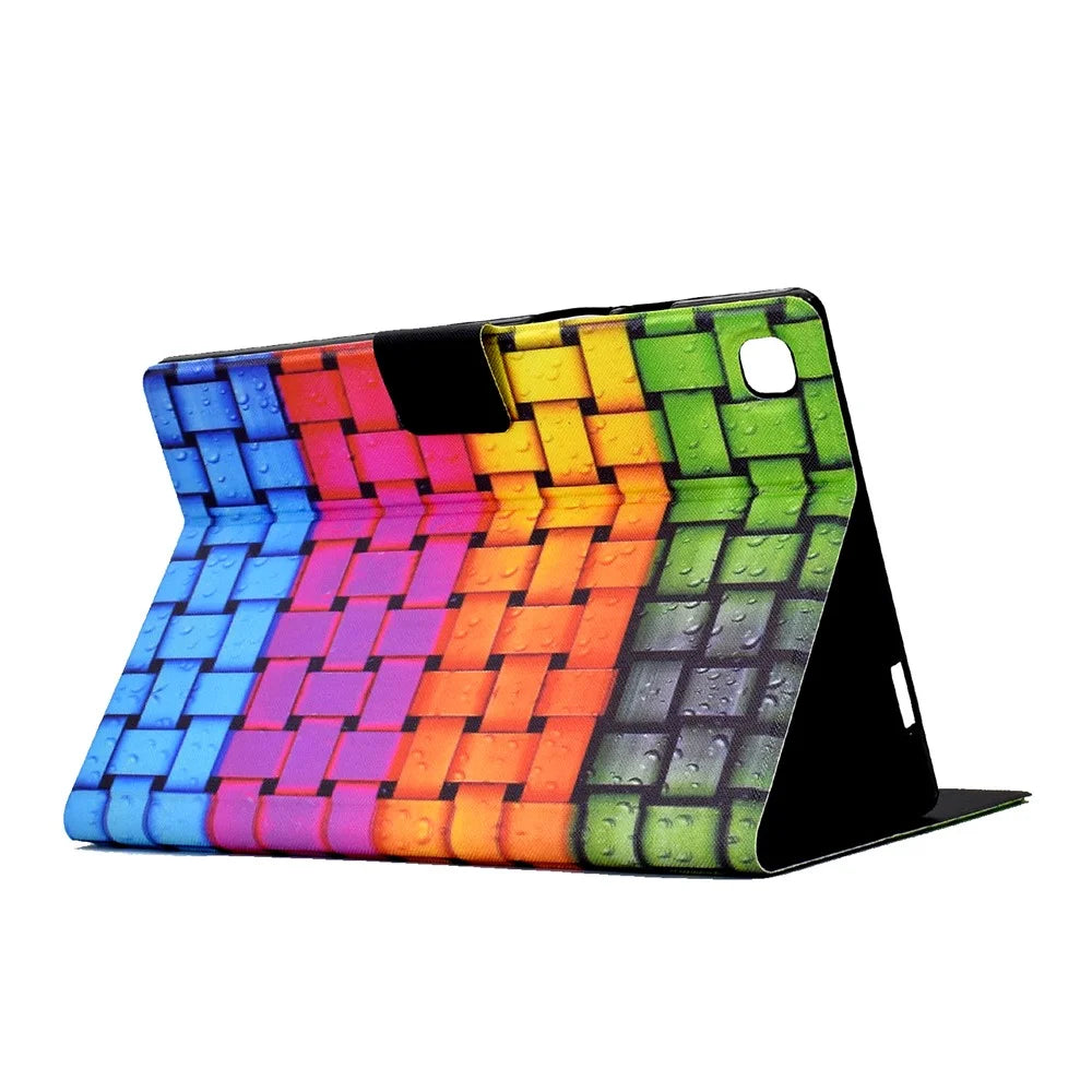 For Samsung Galaxy Tab A7 Lite 8.7-inch T220 / T225 Tablet Case Pattern Printed Leather Cover with Card Slots - Knitted Strip - 6