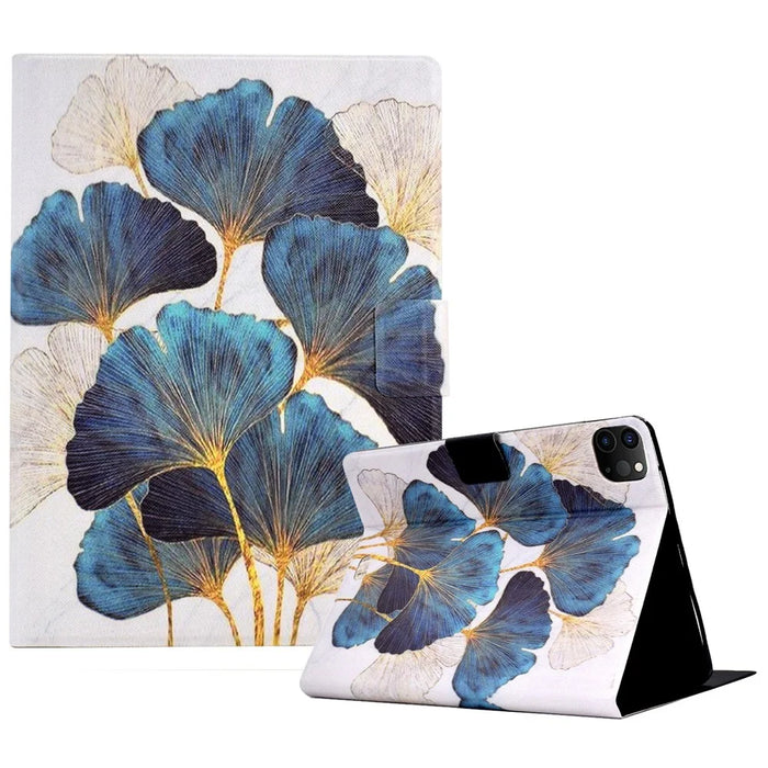 For iPad Air 11 (2026) / (2025) / (2024) / Air (2020) / (2022) / Pro 11 (2022) / (2021) / (2020) / (2018) Leather Cover Pattern Printed Case - Leaf - 1