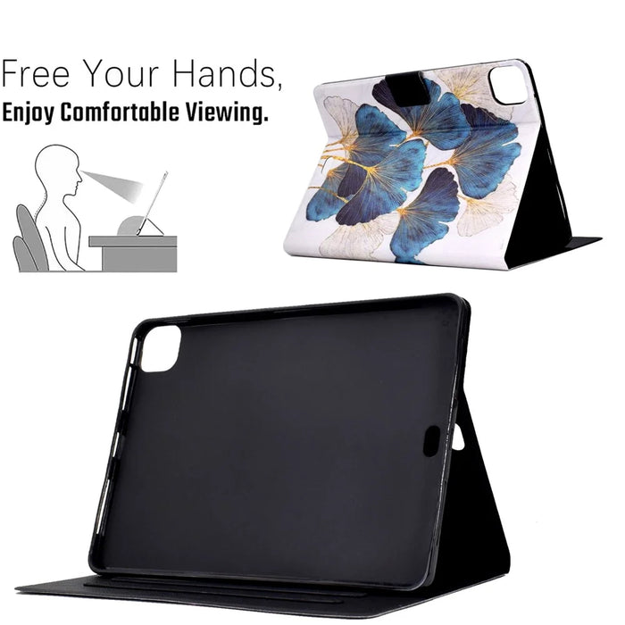 For iPad Air 11 (2026) / (2025) / (2024) / Air (2020) / (2022) / Pro 11 (2022) / (2021) / (2020) / (2018) Leather Cover Pattern Printed Case - Leaf - 5