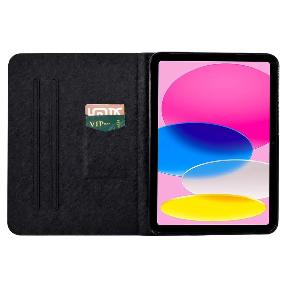 For iPad (2025) / 10.9 (2022) Shockproof Case Pattern Printed Leather Flip Cover Anti-Drop Tablet Case - Leaf - 2