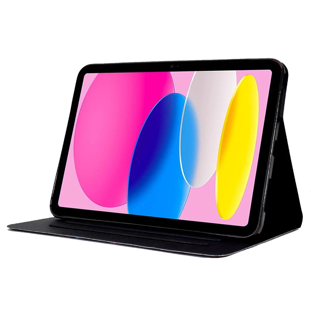 For iPad (2025) / 10.9 (2022) Shockproof Case Pattern Printed Leather Flip Cover Anti-Drop Tablet Case - Leaf - 3