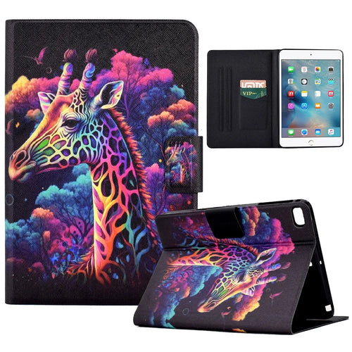 For iPad mini (2019) 7.9 inch / mini 4 / 3 / 2 / iPad mini Tablet Leather Case Pattern Printing Card Holder Stand Cover - Giraffe - 1