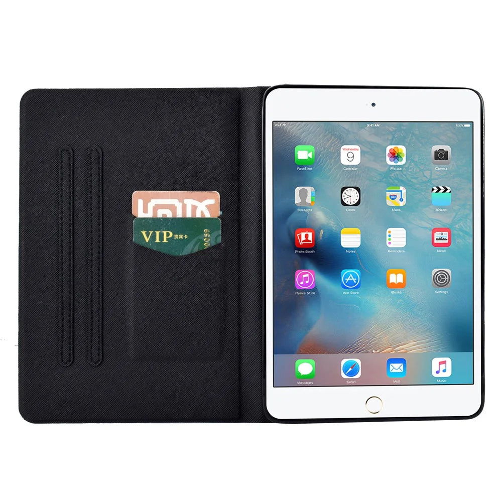 For iPad mini (2019) 7.9 inch / mini 4 / 3 / 2 / iPad mini Tablet Leather Case Pattern Printing Card Holder Stand Cover - Giraffe - 2