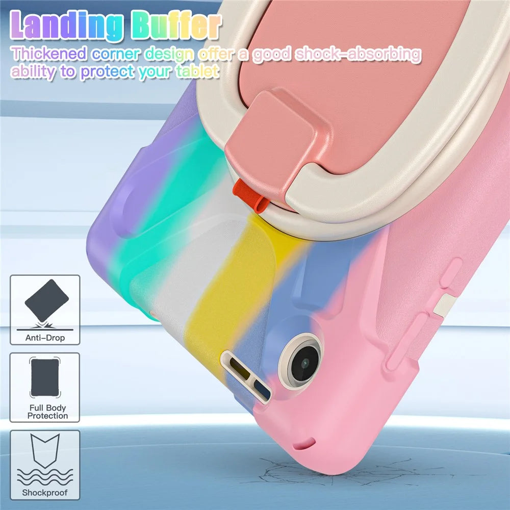 Tablet Case for Lenovo Tab M8 (4th Gen) 2024 TB-301XU / M8 (4th Gen) 2023 TB-300FU PC + Silicone Rotary Kickstand Cover - Colorful Pink - 4