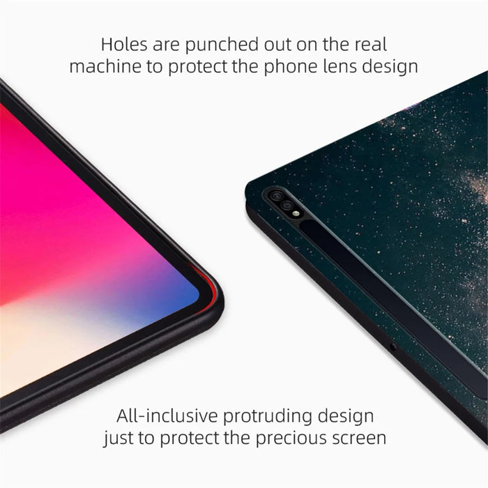 For Samsung Galaxy Tab S7 / S8 PU Leather Flip Case with Stand Pattern Printing Anti-Drop Tablet Cover - Dreaming Sky - 5