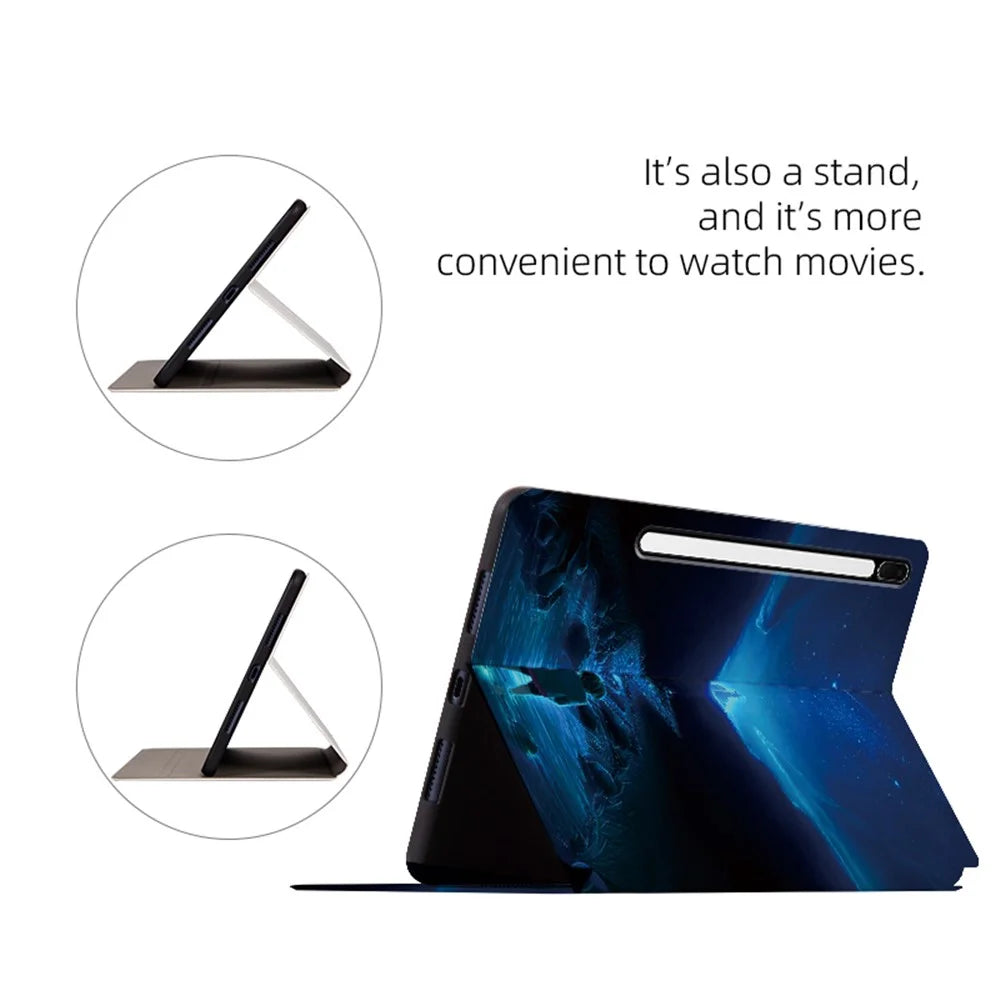 For Samsung Galaxy Tab S7 FE / Tab S7+ / Tab S8+ Case Pattern Printing PU Leather Flip Cover with Stand - River - 4