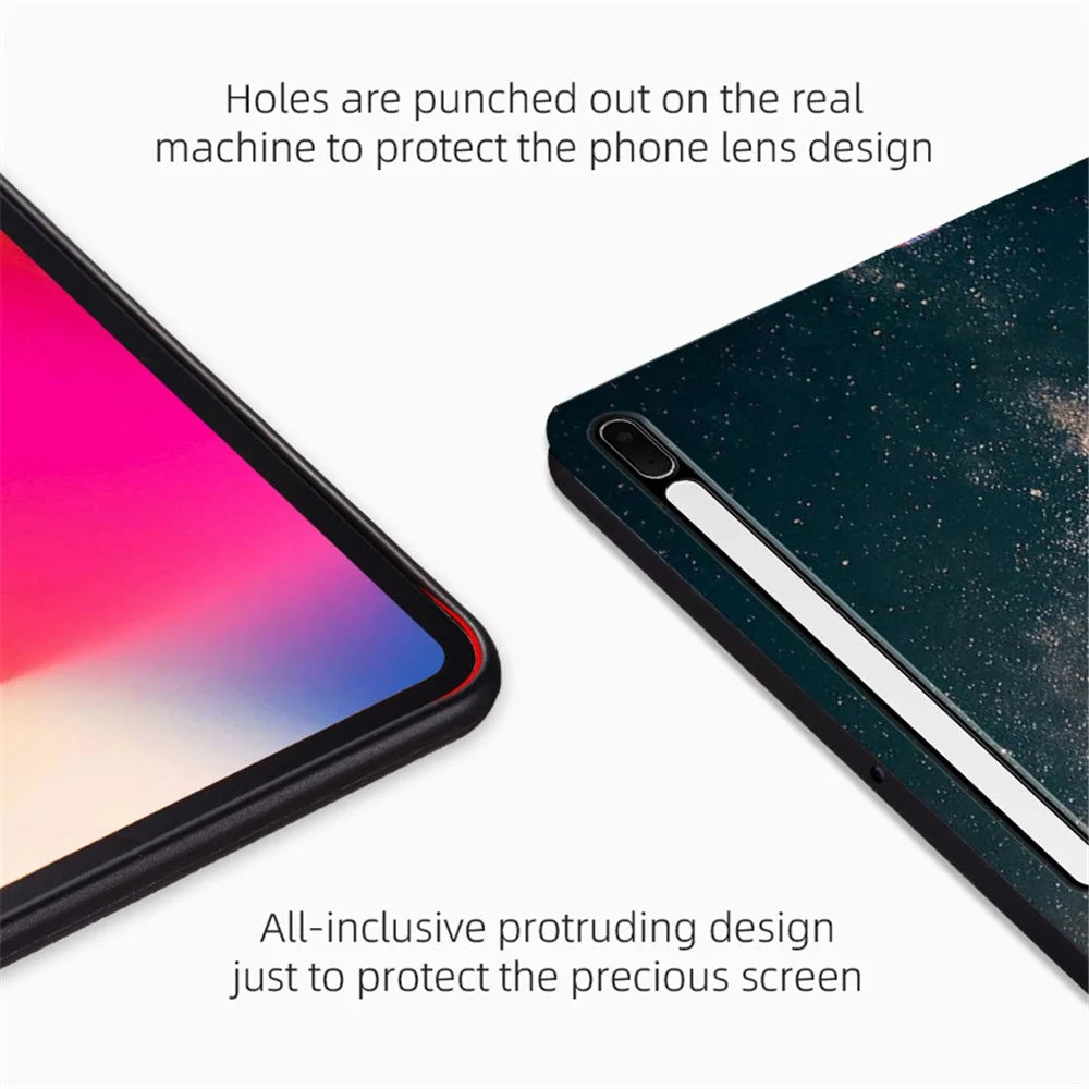 For Samsung Galaxy Tab S7 FE / Tab S7+ / Tab S8+ Case Pattern Printing PU Leather Flip Cover with Stand - River - 5
