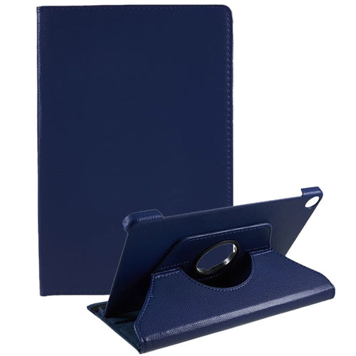 For Lenovo Tab M10 (Gen 3) TB-328FU PU Leather Case 360-Degree Rotating Cover with Elastic Band - Dark Blue - 1