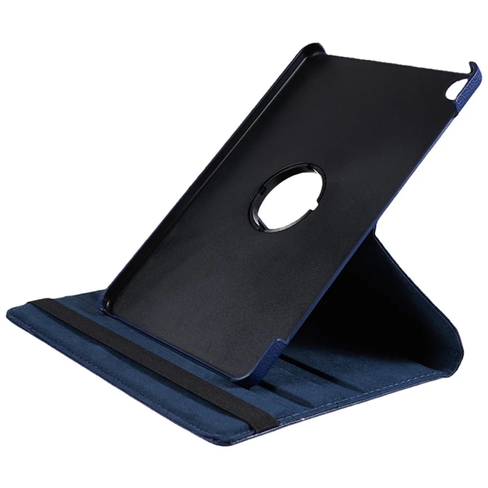 For Lenovo Tab M10 (Gen 3) TB-328FU PU Leather Case 360-Degree Rotating Cover with Elastic Band - Dark Blue - 4