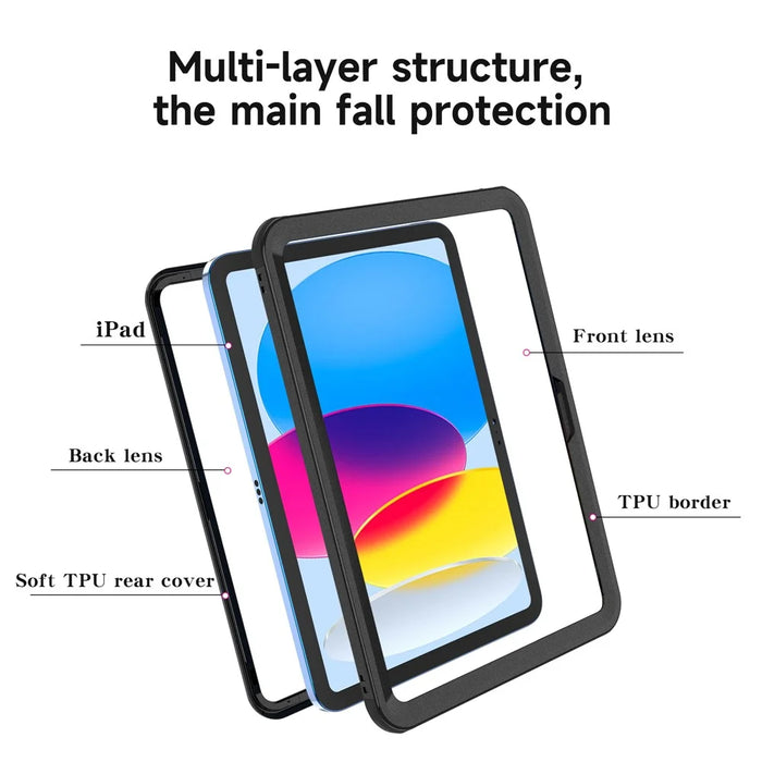 For iPad (2025) / 10.9 (2022) IP68 Waterproof Case 2m Drop Protection Dustproof Armor Defender Cover - 5