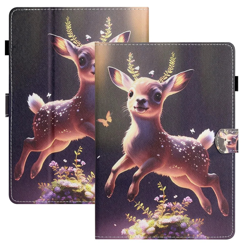 Anti-Scratch Tablet Case for Amazon Kindle Youth Edition 2022 Shockproof Cover Pattern Printing PU Leather Case - Deer - 1