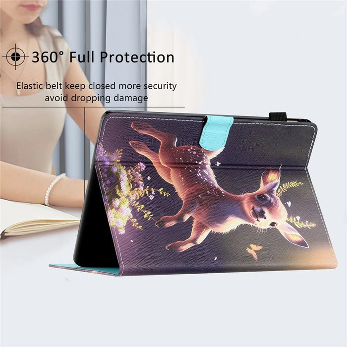 Anti-Scratch Tablet Case for Amazon Kindle Youth Edition 2022 Shockproof Cover Pattern Printing PU Leather Case - Deer - 6