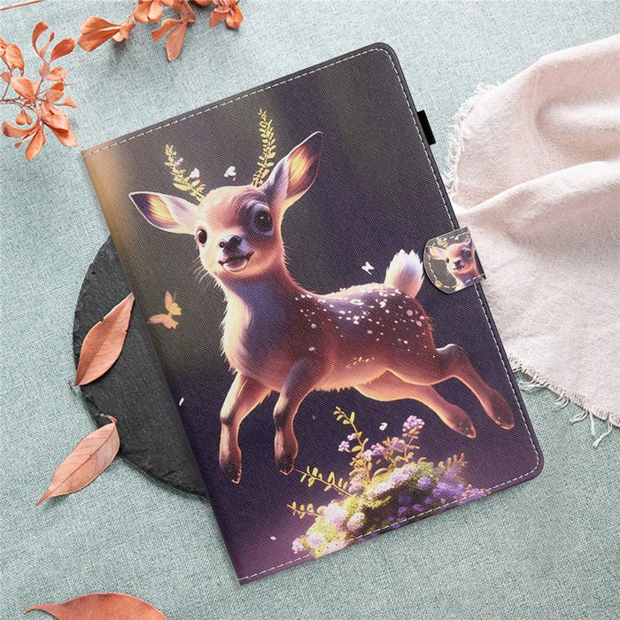 Anti-Scratch Tablet Case for Amazon Kindle Youth Edition 2022 Shockproof Cover Pattern Printing PU Leather Case - Deer - 7