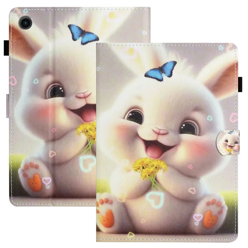 For Lenovo Tab M10 Plus X606F / Tab M10 FHD PU Leather Tablet Cover Pattern Printing Shockproof Case - Rabbit - 1