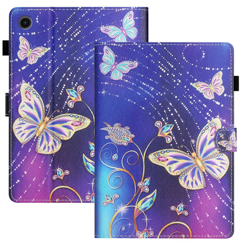 For Lenovo Tab M10 (Gen 3) Pattern Printing PU Leather Flip Cover Anti-Drop Tablet Case - Blue Butterfly - 1