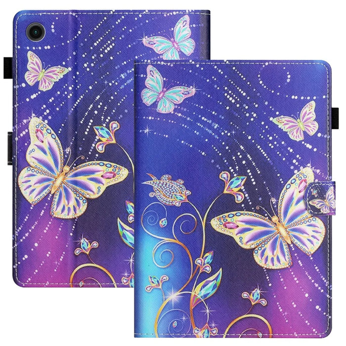 For Lenovo Tab M10 (Gen 3) Pattern Printing PU Leather Flip Cover Anti-Drop Tablet Case - Blue Butterfly - 1