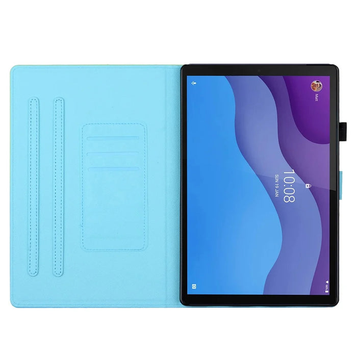 For Lenovo Tab M10 (Gen 3) Pattern Printing PU Leather Flip Cover Anti-Drop Tablet Case - Blue Butterfly - 2