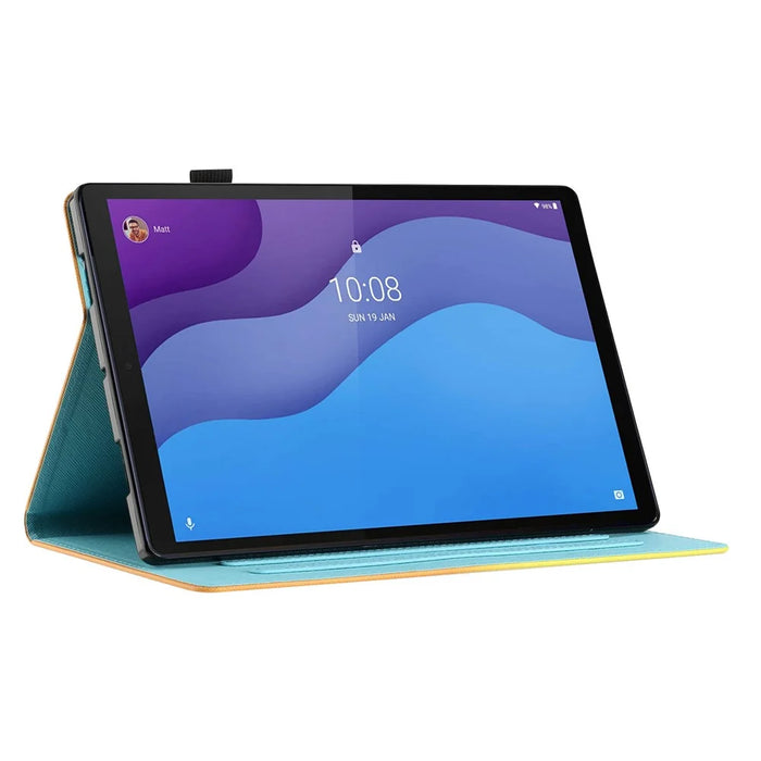 For Lenovo Tab M10 (Gen 3) Pattern Printing PU Leather Flip Cover Anti-Drop Tablet Case - Blue Butterfly - 3