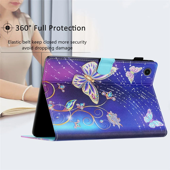 For Lenovo Tab M10 (Gen 3) Pattern Printing PU Leather Flip Cover Anti-Drop Tablet Case - Blue Butterfly - 6