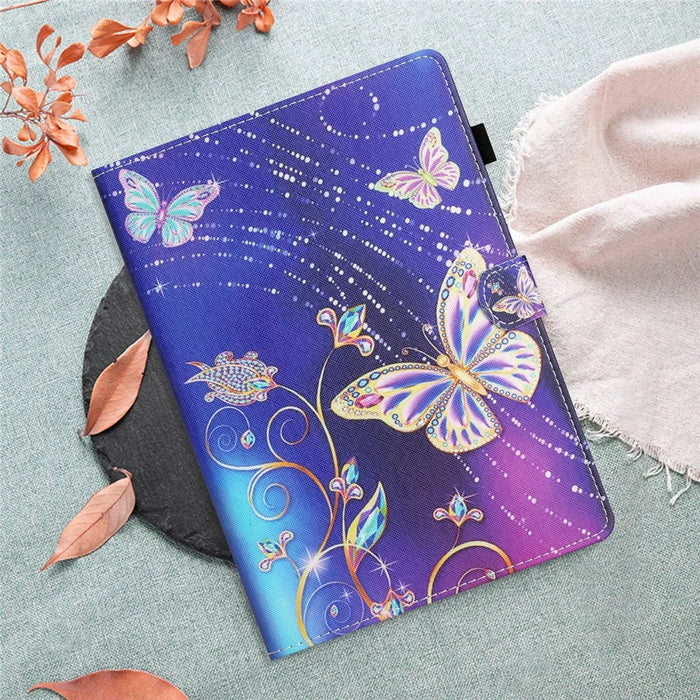 For Lenovo Tab M10 (Gen 3) Pattern Printing PU Leather Flip Cover Anti-Drop Tablet Case - Blue Butterfly - 7
