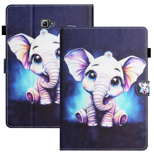 For Samsung Galaxy Tab A 10.1 (2016) T580 / T585 PU Leather Cover Pattern Printing Shockproof Tablet Case - Elephant - 1
