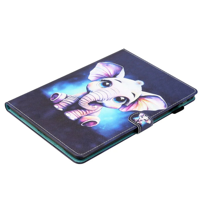 For Samsung Galaxy Tab A 10.1 (2016) T580 / T585 PU Leather Cover Pattern Printing Shockproof Tablet Case - Elephant - 5