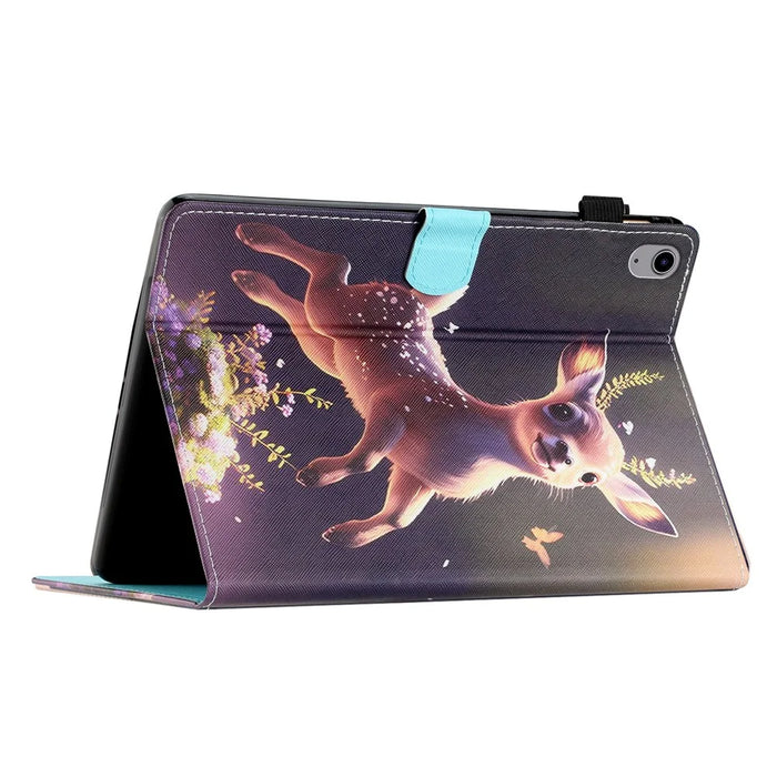 Anti-Drop Tablet Case for iPad (2025) / 10.9 (2022) PU Leather Folio Flip Cover Pattern Printing Shockproof Case - Deer - 4
